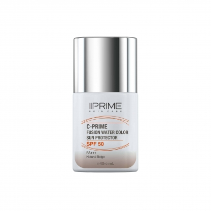 فلوئید ضد آفتاب رنگی بژ طبیعی پرایم مدل فیوژن واتر spf 50 حاوی ویتامین C